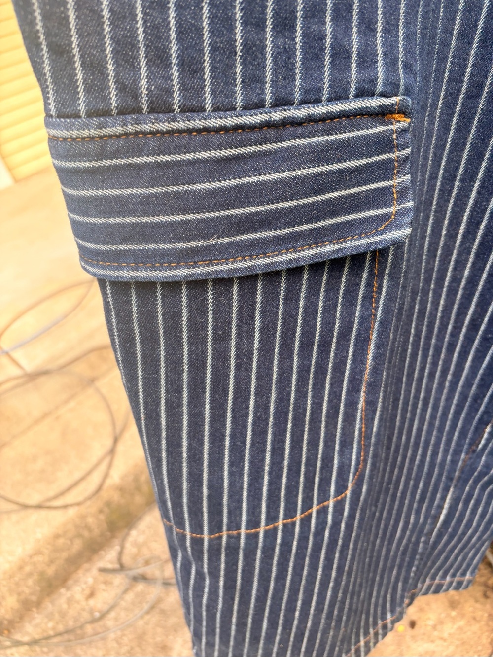 Pilcro Navy Pinstripe Utility Jumpsuit - Picture 5 of 6